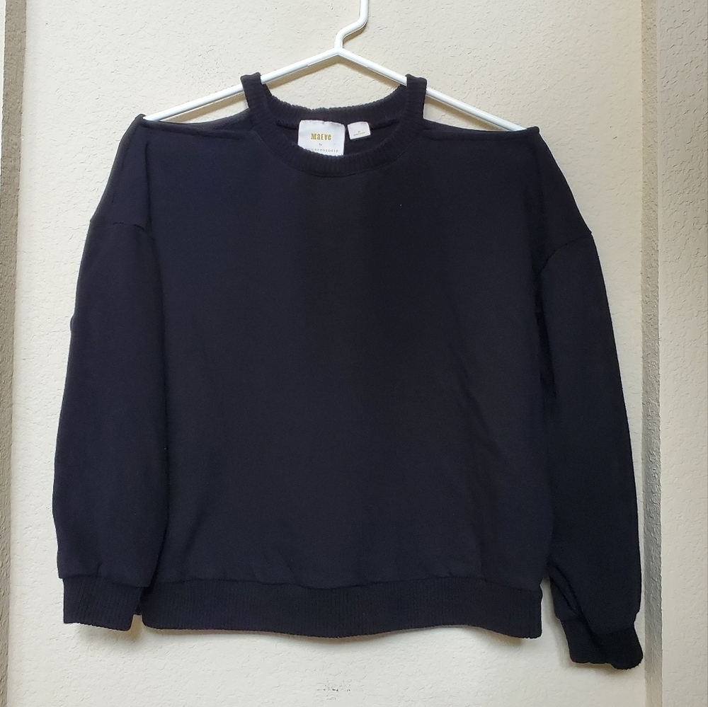 Anthropologie Maeve black shoulder cut-out sweater  size M